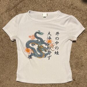 White Dragon Print Kids T-Shirt